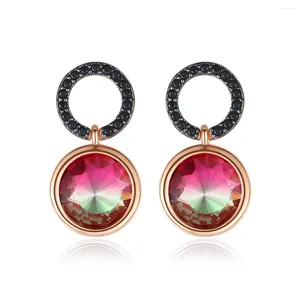 Boucles d'oreilles Color Tourmaline Round Style Glam Fashion Bon Jewerly For Women 2024 Gift in 925 Sterling Silver Super Deal