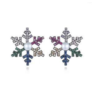Boucles d'oreilles Color Zircon Snow Style Glam Fashion Bon Jewerly for Women 2024 Gift in 925 Sterling Silver Super Deal