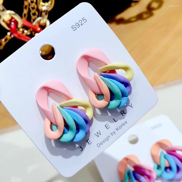 Boucles d'oreilles colorées en acrylique contrasté, clous d'oreilles géométriques avancés, cercle de mode, bijoux, cadeau de fête, 2024