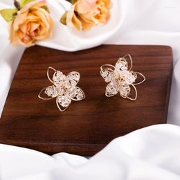 Boucles d'oreilles colorées L S925 en argent Sterling forme de fleur Zircon petit pour femmes fille exquis fait à la main bijoux de mode cadeau