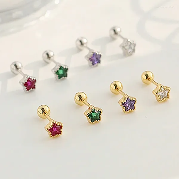 Boucles d'oreilles colorées Mini étoile plate, Piercing Lobe pour femmes, multicolore CZ Cartilage Tragus Rook, bijoux de corps KAE245