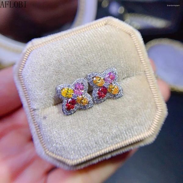 Pendientes de tuerca Moissanite colorido para mujer, joyería de diamantes de laboratorio VVS, plata de ley S925, pendiente de boda de lujo, piedras preciosas de 5, 5mm