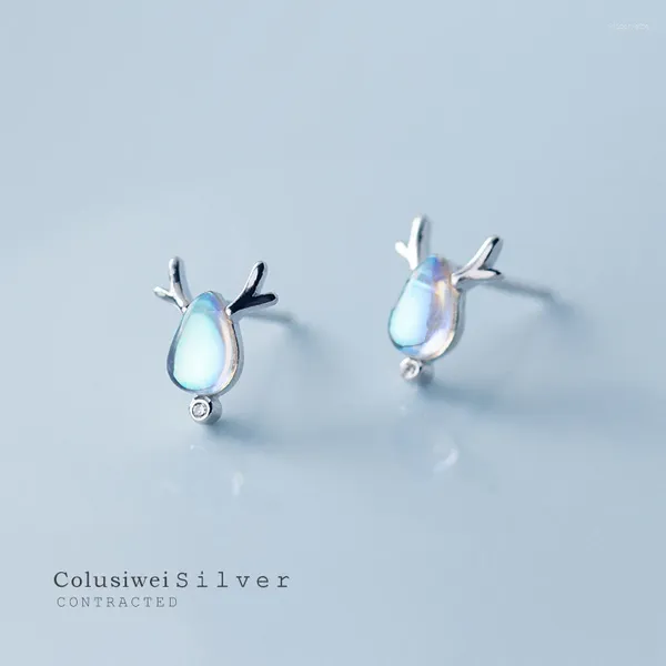 Boucles d'oreilles Colusiwei en argent Sterling 925, petit cerf Milu pour femmes, cristal bleu, Animal, bijoux à la mode, Pendientes 2023