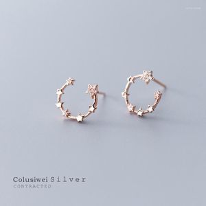 Boucles d'oreilles Colusiwei étoiles scintillantes brillant clair CZ C forme boucle d'oreille pour les femmes réel 925 en argent Sterling bijoux de mode