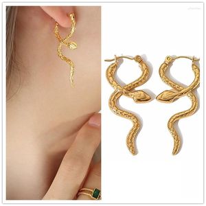 Boucles d'oreilles à goujon Cool Metal brillant Golden Cross Snake pour femmes en titane acier ternissant des bijoux de mode à la mode gratuits bijoux