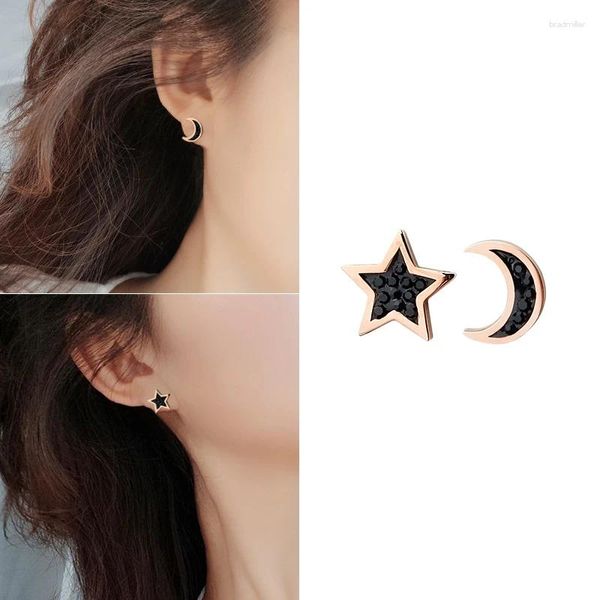Boucles d'oreilles Cool pour femmes, déclaration, lune noire, étoile, mode coréenne, acier inoxydable, croissant, pentagramme, fête, 2023
