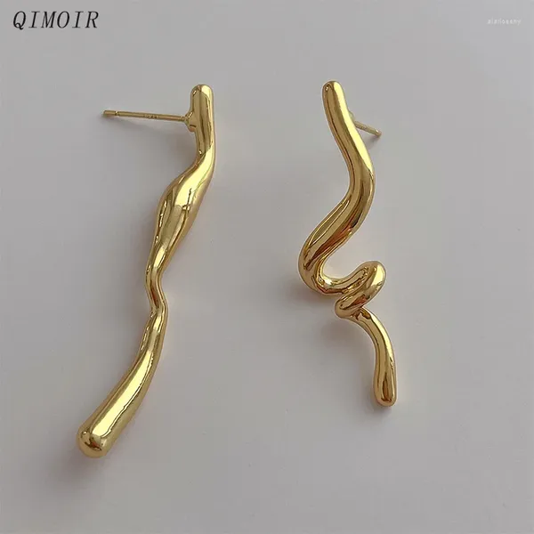 Pendientes de tuerca de cobre asimétricos de gota larga para mujer, postes de barra de Metal, estilos de moda, regalos de joyería de diseñador C1232