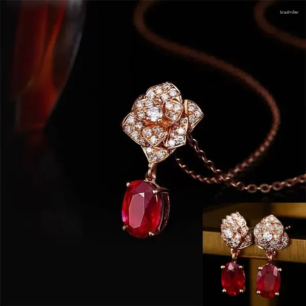 Boucles d'oreilles en cuivre Ensemble avec des fleurs de zircon