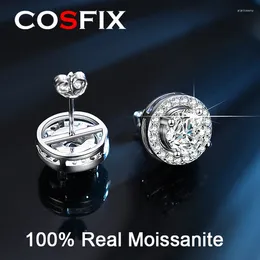 Boucles d'oreilles COSFIX 2CT certifié Moissanite pour femmes plaqué platine en argent Sterling diamant clous d'oreille de mariage bijoux fins