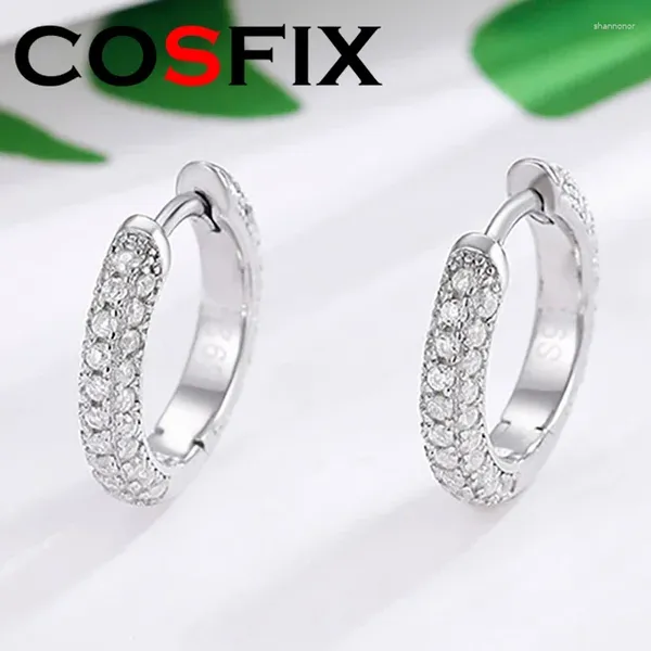 Boucles d'oreilles COSFIX D COULEUR 1,0 mm Full Moisanite Oreille d'oreille S925 Silver Plate PT950 Band Fine bijoux polyvalente pour le gros pour Wholesale