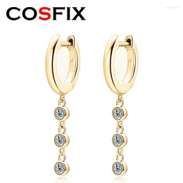 Boucles d'oreilles COSFIX REAL D COULEUR 6 PIELLES 2,5 mm Tassel de bulle Moissanite complète pour les femmes S925