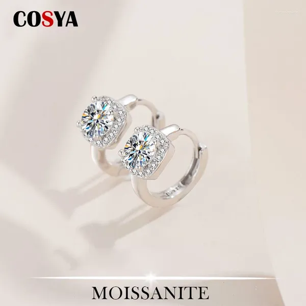 Boucles d'oreilles STAD COSYA S925 STERLING Silver Moissanite Square Hoop Earring 0.5ct for Women Wedding Party Fine Jewelry Cadeau