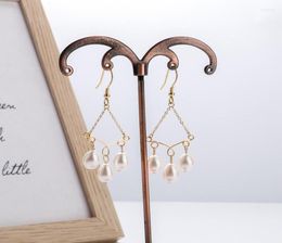 Boucles d'oreilles Style campagnard Vintage perle d'eau douce crochets d'oreille tempérament personnalité dames bijoux 4786896