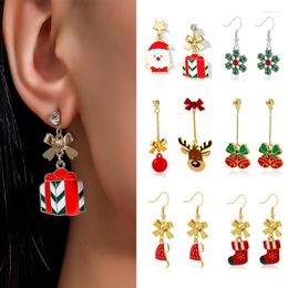 Boucles d'oreilles à clous dessin animé créatif noël père noël étoile à cinq branches wapiti nœud papillon femmes enfants fête bijoux cadeaux