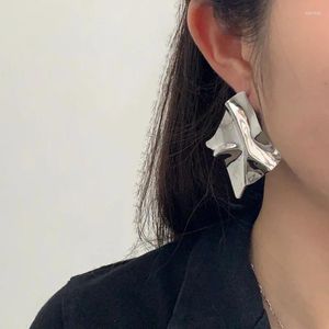 Stud Oorbellen Creatieve Mode S925 Zilveren Naald Geometrische Onregelmatige Geplooide Helder Gezicht Unieke Cool Dames Sieraden Cadeau
