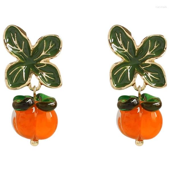 Boucles d'oreilles créatives feuille émaillée rétro pour femmes, accessoires de fête, mode fruits