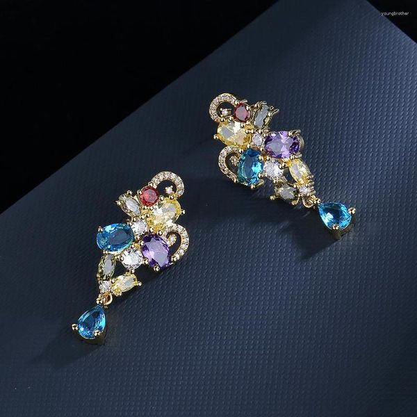 Boucles d'oreilles créatives fleur creuse améthyste ovale plein diamant pour femmes Zircon cadeau de saint valentin bijoux de fête