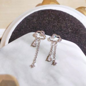 Boucles d'oreilles à clous créatifs ajourés nuages deux glands ronds ovales diamant pour les femmes Zircon fiançailles mariée Dift bijoux