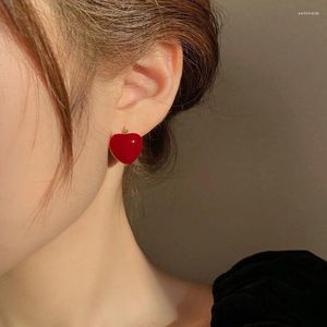 Studoor oorbellen creativiteit rood hart temperament elegante gepersonaliseerde dame minmalistische romantische charme oorstud sieraden voortreffelijk