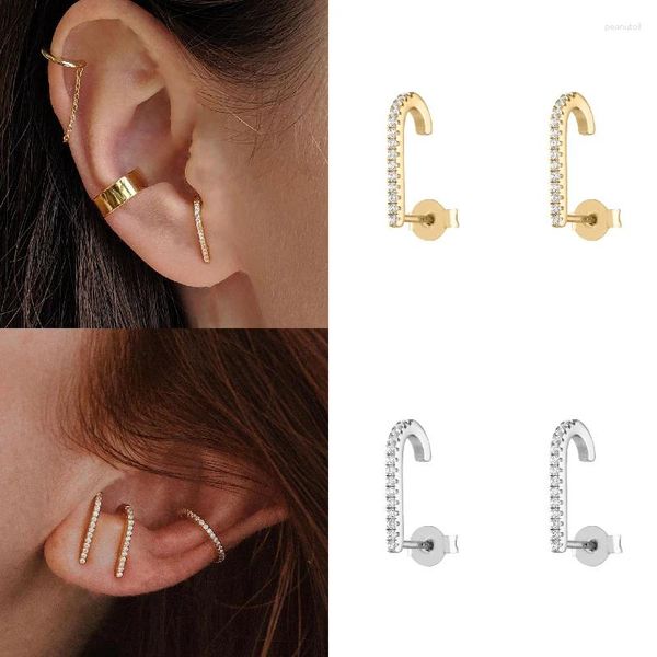Boucles d'oreilles CRMYA classique Piercing oreille plaqué or cubique Zircon crochet pour femmes mode coréenne bijoux en gros