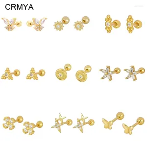 Pendientes de tuerca CRMYA Mini relleno de oro para mujer, bonito Piercing roscado de circonita CZ, joyería para mujer 2024, venta al por mayor