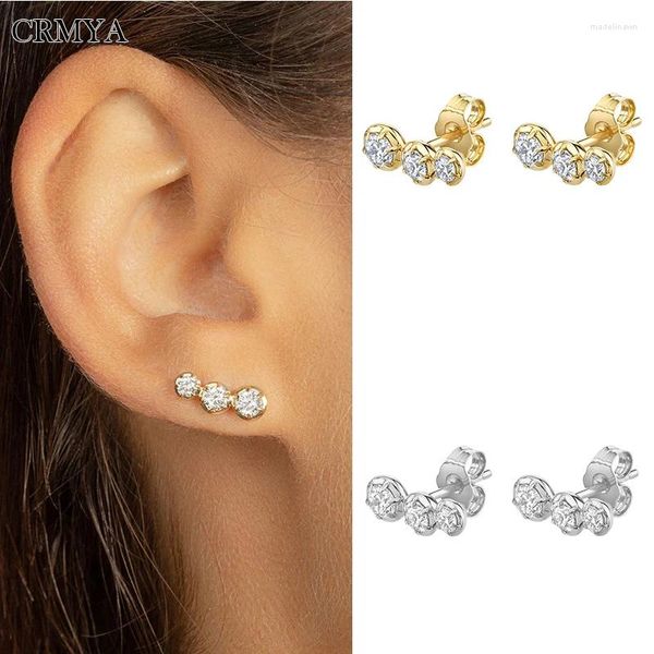 Boucles d'oreilles Crmya Gold Silver rempli pour les femmes Vintage Party CZ Zircon Piercing 2024 Bijoux en gros