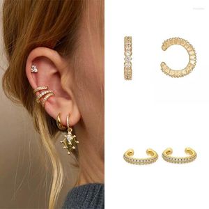 Boucles d'oreilles CRMYA Bijoux plaqué or argenté GRAND CLIP pour les femmes Flower Round Cumbic Zirconia Piercing Ear torets Men Wholesale