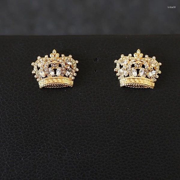 Aretes Corona Taladro Incrustaciones Mujer