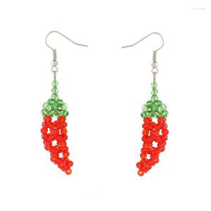 Boucles d'oreilles en perles de cristal et acrylique Chili tridimensionnel pour femmes