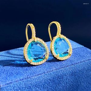 Boucles D'Oreilles Clous Cristal Bleu Transparent Style Pierres Précieuses Triangulaires