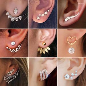 Boucles d'oreilles en cristal fleur étoile pour femmes, bijoux à la mode, couleur or argent, strass brillants, Zircon, cadeau de fête