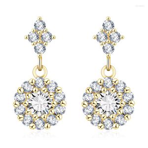 Boucles d'oreilles cristal femmes bijoux mode coréenne clouté tempérament Super Flash clair Zircon cuivre allergie noël