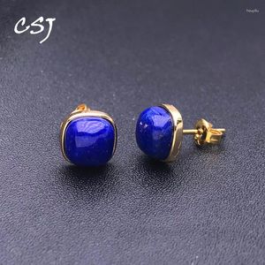 Boucles d'oreilles CSJ CSJ Elegant Natural Lapis Earge Sterling 925 Silver Gemstone 8 mm pour les femmes Bijoux Merdu à la main Gift 2024