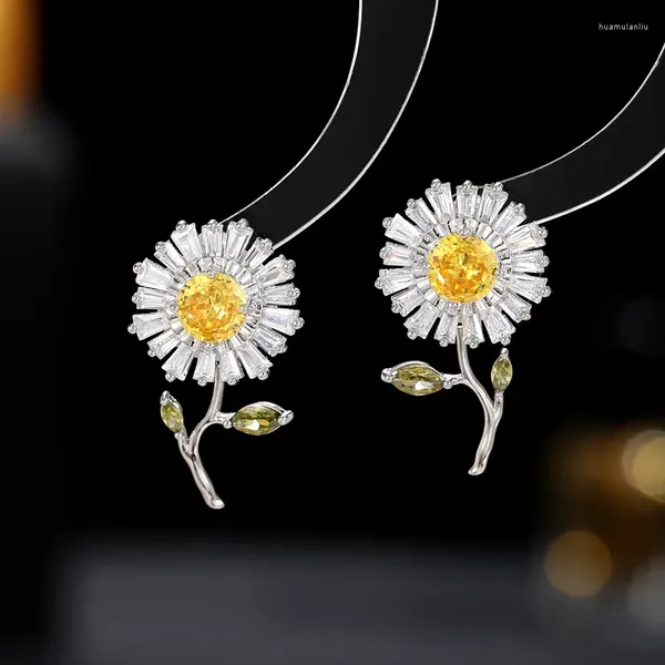 Pendientes de tuerca de circonita cúbica, pendiente de girasol para boda, flores, cristales, novia, mujer, niña, joyería para fiesta de cumpleaños LYD112