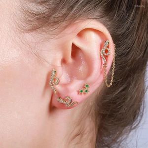 Boucles d'oreilles en zircone cubique, mignon, en forme de serpent, en acier inoxydable, vis à bille arrière, Piercing, bijoux 20G EGD0353