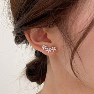 Pendientes de tuerca Cubic Zirconia Flower Crawler Climber Pendiente CZ Ear Climbers para mujeres