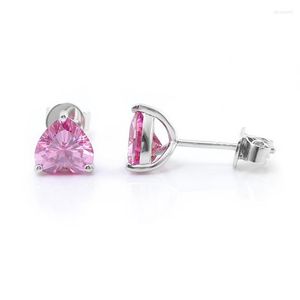 Boucles d'oreilles personnalisées en argent 925 plaqué or blanc, Moissanite, couleur rose, coupe cœur 6.5mm, pour femmes