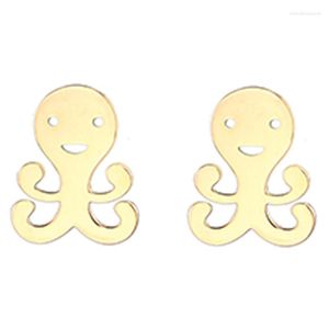 Stud -oorbellen gesneden kleine dier octopus voor vrouwen in roestvrij staal grappig eenvoudig ontwerp zilveren gouden rose kiezen