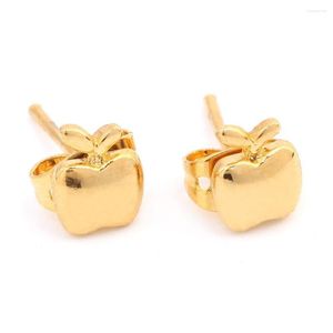 Pendientes de botón Lindo 24K Color oro Apple Moda Mujer Joyería de latón