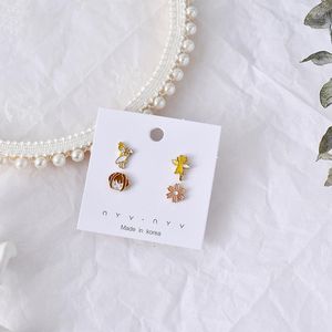 Pendientes con pasador para mujer y niña, conjunto de viñetas de animales, copa, árbol de coco, estrella, gatito, calabaza, joyería para coche, regalo de Navidad