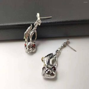 Stud -oorbellen schattig dier vintage zilveren kleur rode steen oog klein voor damesmeisjes oorpiercing sieraden