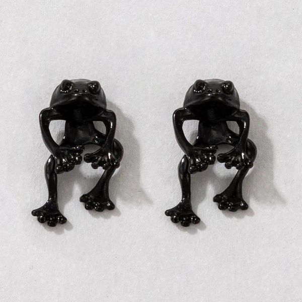 Boucles d'oreilles mignon noir or argent couleur grenouille pour femmes filles Animal gothique oreille Piercing femme Punk bijoux Brincos