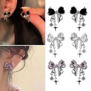 Boucles d'oreilles mignonnes avec nœud papillon en Zircon, Piercing de tempérament, bijoux à la mode, Punk Simple pour femmes et filles, livraison directe