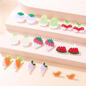 Stud -oorbellen schattig snoepkleur aardbei watermeloen acryl voor vrouwen meisjes mode zoet fruit feest sieraden cadeau