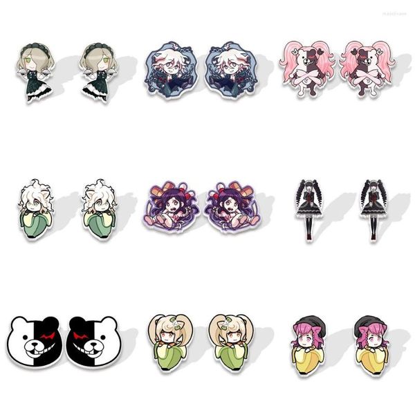 Boucles d'oreilles à tige mignon dessin animé personnages d'anime Danganronpa pour les filles cadeau de fête acrylique