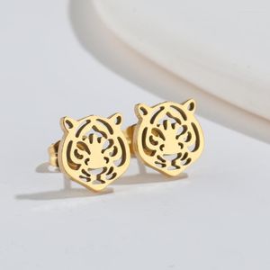 Boucles d'oreilles à tige mignon tête de tigre chinois visage boucle d'oreille goujons en acier inoxydable petite forêt bête sauvage forme animale Piercing Cartilage