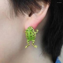 Boucles d'oreilles à Clip en forme de grenouille, dessin animé coloré, Kpop Egirl, Animal, faux Piercing, pour femmes et hommes, bijoux