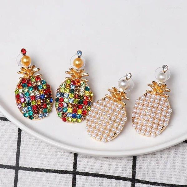 Boucles d'oreilles ananas en perles blanches colorées pour femmes et filles, Design de fruits, haute qualité, bijoux d'oreille, cadeau d'été à la mode