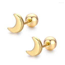 Stud -oorbellen schattige halve maan schroef terug voor vrouwen kinderen babymeisjes goud kleur piercing sieraden oorbellen aros orecchini