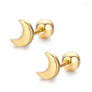 Pendientes de tuerca con forma de luna creciente para mujeres, niños y niñas, Piercing de Color dorado, joyería, Oorbellen Aros Orecchini